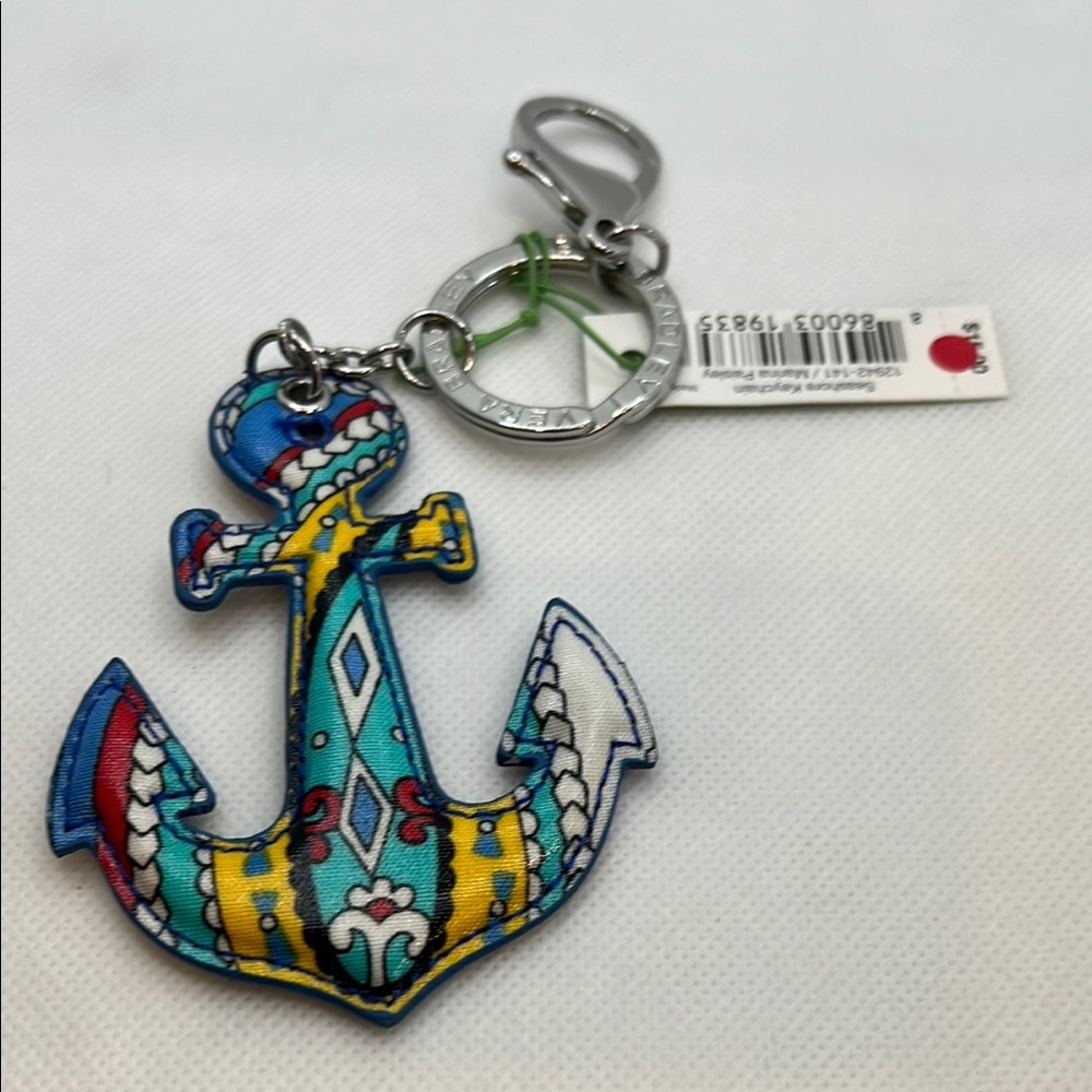 NWT Vera Bradley Colorful Anchor Seashore Keychain - Marina Paisley Purse Charm